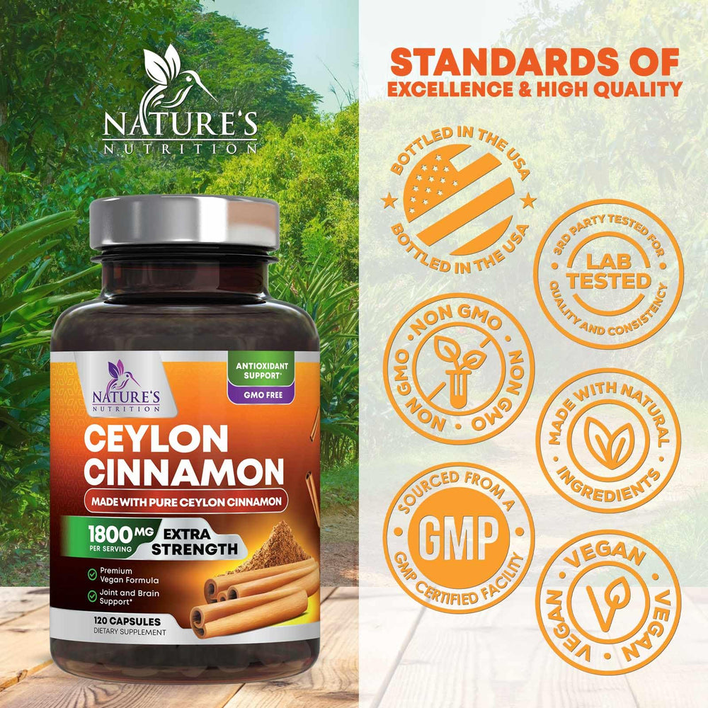 Nature's Nutrition etiqueta del envase enfocada, destaca certificación y dosis por porción