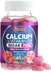 Nature's Nutrition frasco frontal con gomitas de calcio, vista clara del producto y beneficio práctico