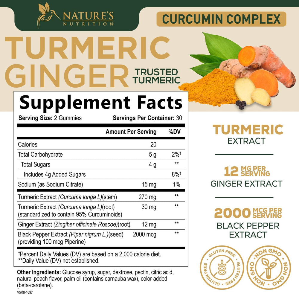 Nature's Nutrition gomitas abiertas sobre superficie mostrando textura masticable y sabor durazno