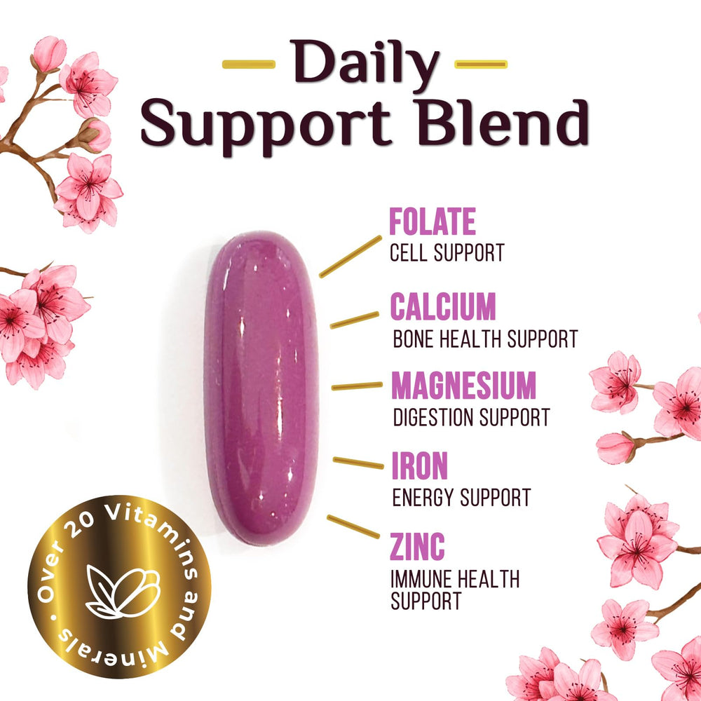 Nature's Nutrition mujer tomando softgel para apoyo diario de energía