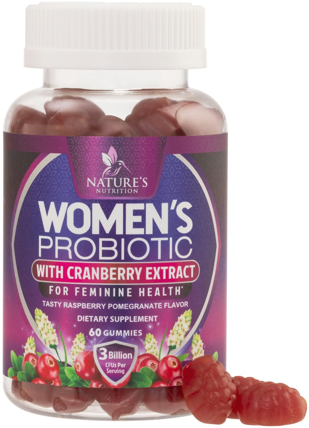 Nature's Nutrition probióticos para mujeres: empaque práctico para llevar y usar a diario.