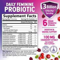 Nature's Nutrition probióticos para mujeres: etiqueta clara con información clave.