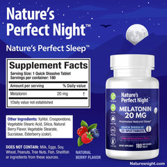 Nature's Perfect Night tabletas en mano para comparar escala y dosis fácil