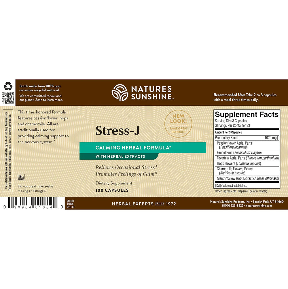 Nature's Sunshine Stress-J en escena tranquila que sugiere bienestar diario