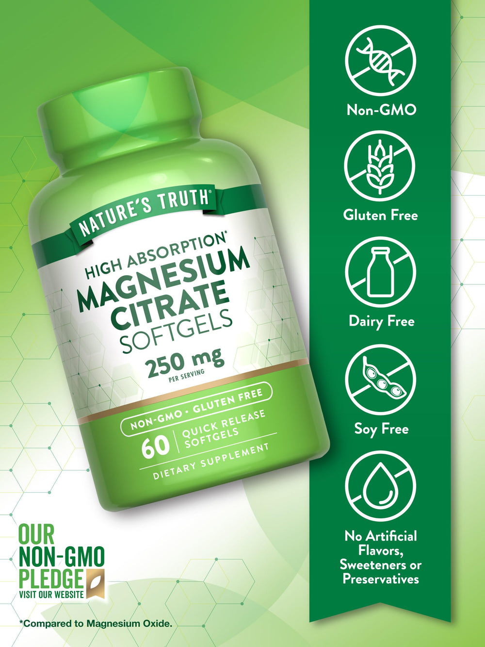 Nature's Truth botella abierta con softgels en la mano para visualización de la cantidad