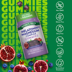 Nature's Truth detalle de la etiqueta con información de melatonina y magnesio