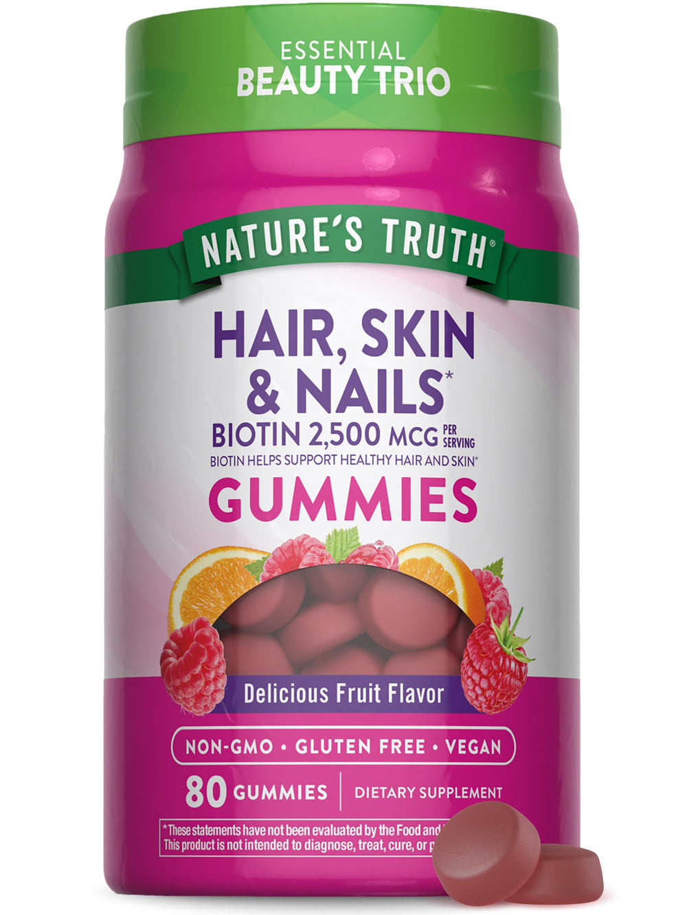 Nature's Truth frasco frontal mostrando nombre y conteo 80 unidades, confianza visual