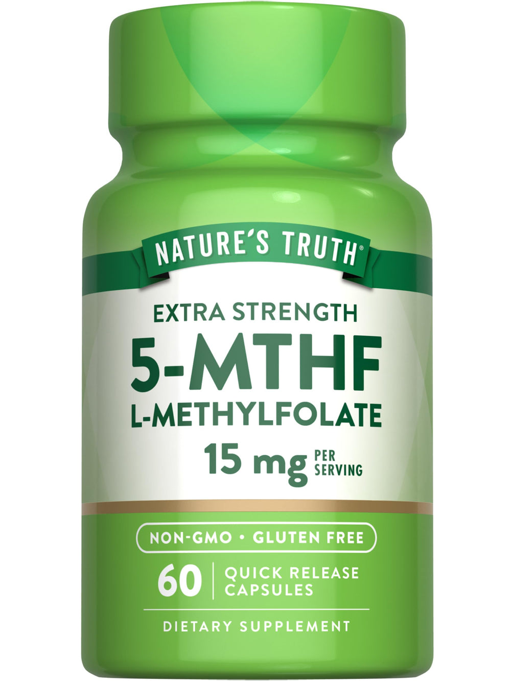 Nature's Truth frontal del envase mostrando nombre y potencia, claridad informativa