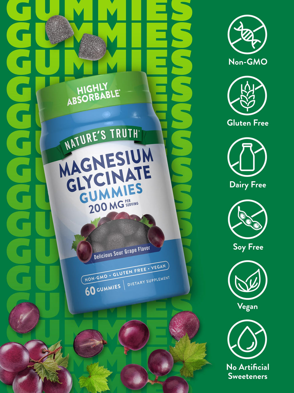 Gummies showing 200 mg magnesium per serving for daily intake