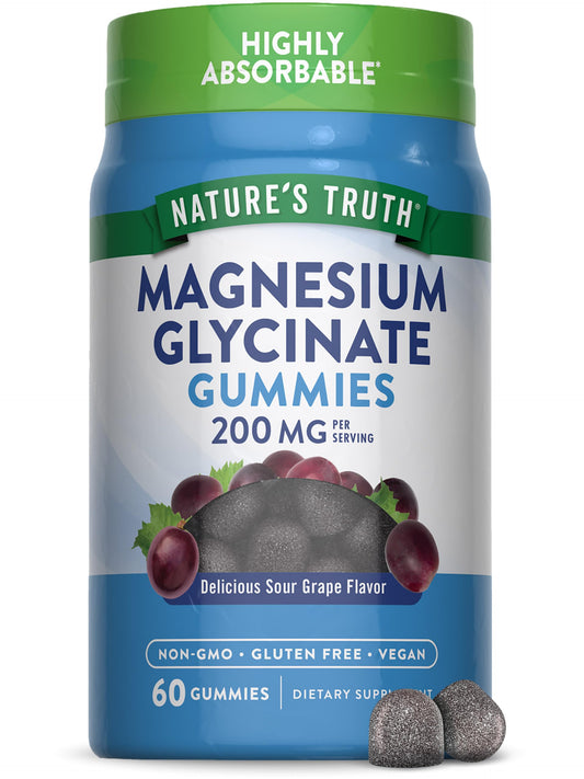 Nature's Truth Magnesium Glycinate Gummies bottle highlighting highly absorbable magnesium