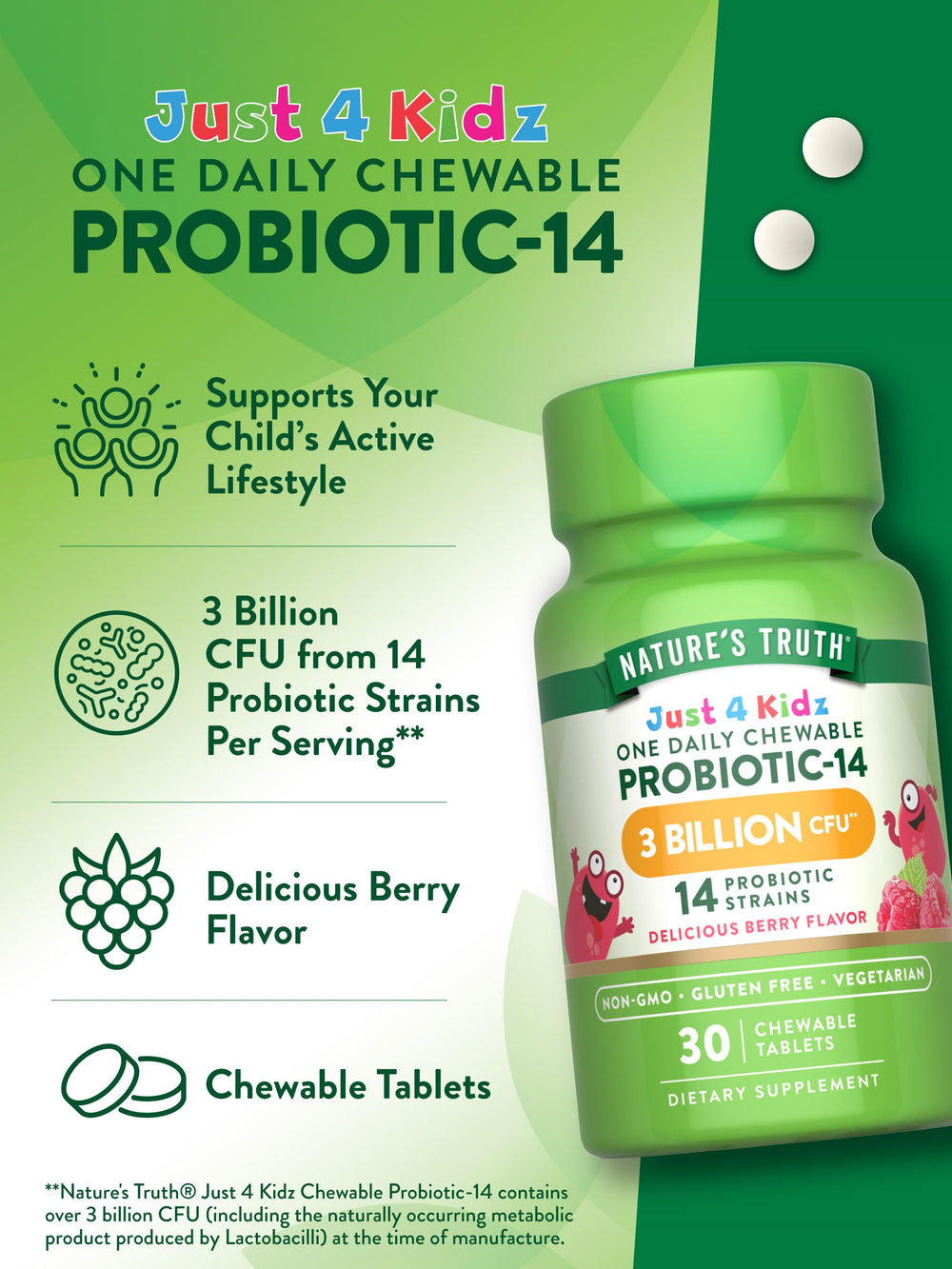 Nature's Truth Probiotics para Niños: 3 mil millones UFC para cuidado diario.