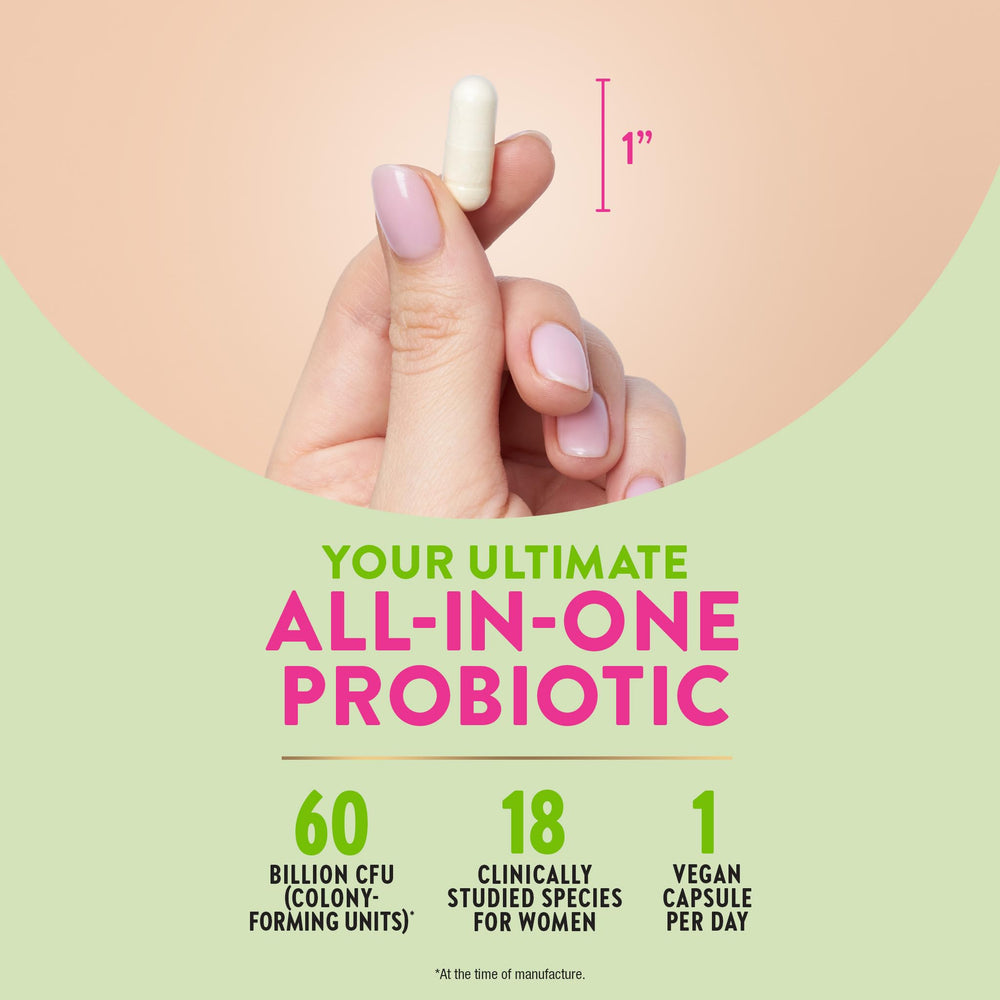 Nature's Truth Raw Flora etiqueta con lista de 18 cepas y garantías de calidad