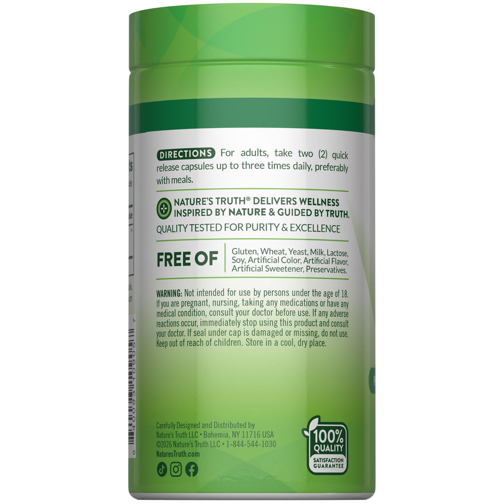 Sello de calidad y lista de ingredientes en envase Nature's Truth Beet Root