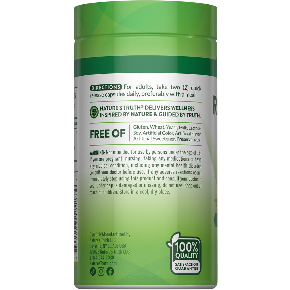 Nature's Truth frasco en ambiente natural que sugiere origen vegetal