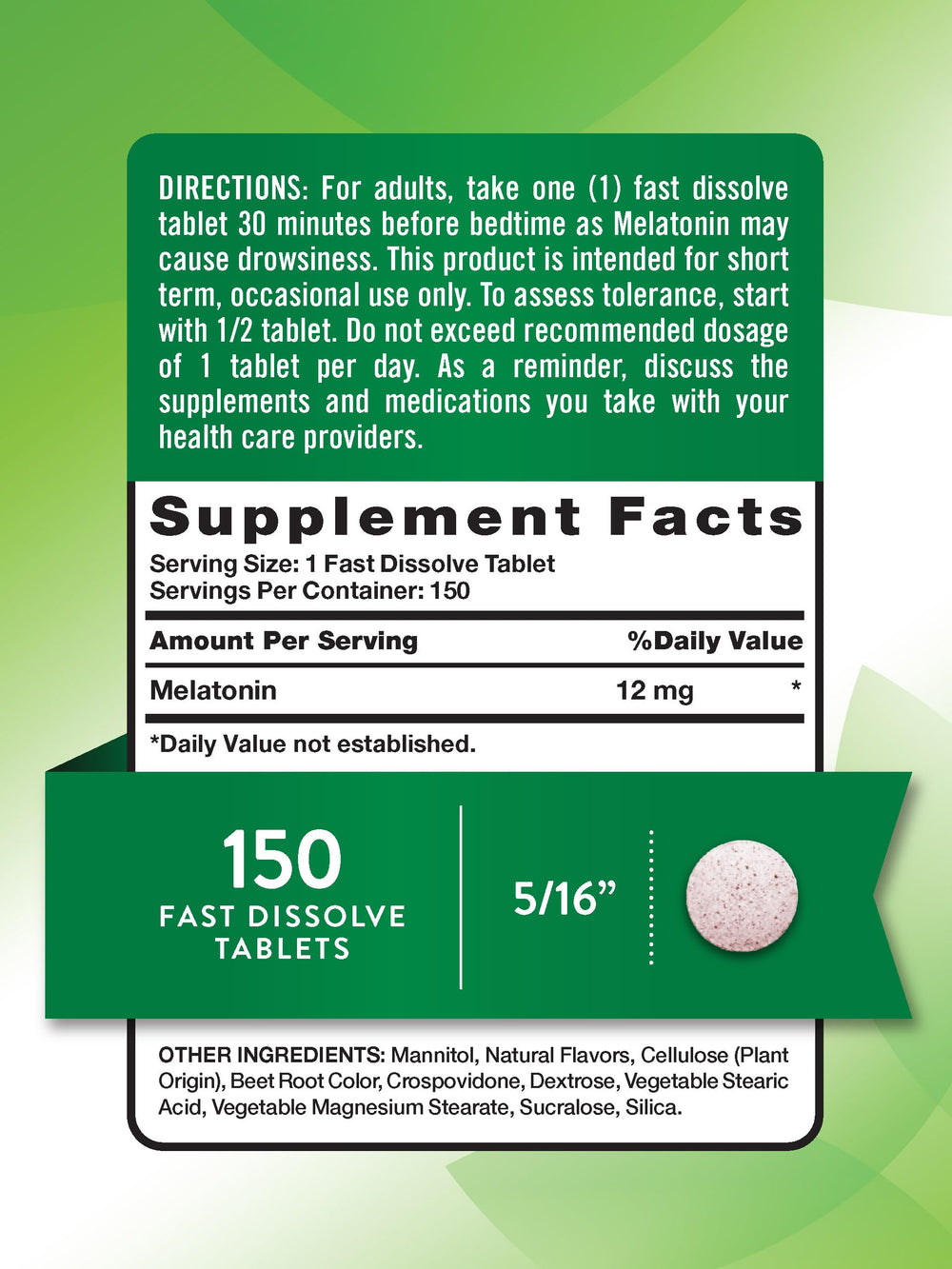 Nature's Truth tableta de disolución rápida en primer plano para acción inmediata
