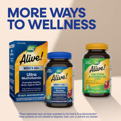 Nature's Way estilo de vida: hombre mayor activo con gomitas Alive! para apoyo diario