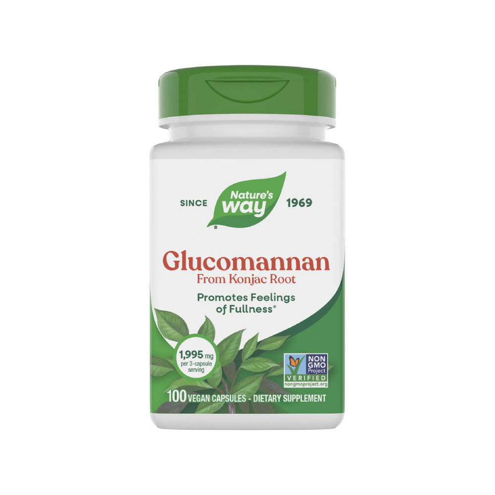 Nature's Way frasco frontal mostrando etiqueta y beneficio de saciedad