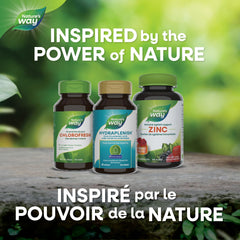 Nature's Way etiqueta informativa destacando ingredientes clave