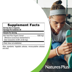 Información nutricional de NaturesPlus Activos Herbales Arroz de Levadura Roja para porción.