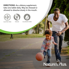 NaturesPlus tableta masticable junto a un desayuno como opción conveniente