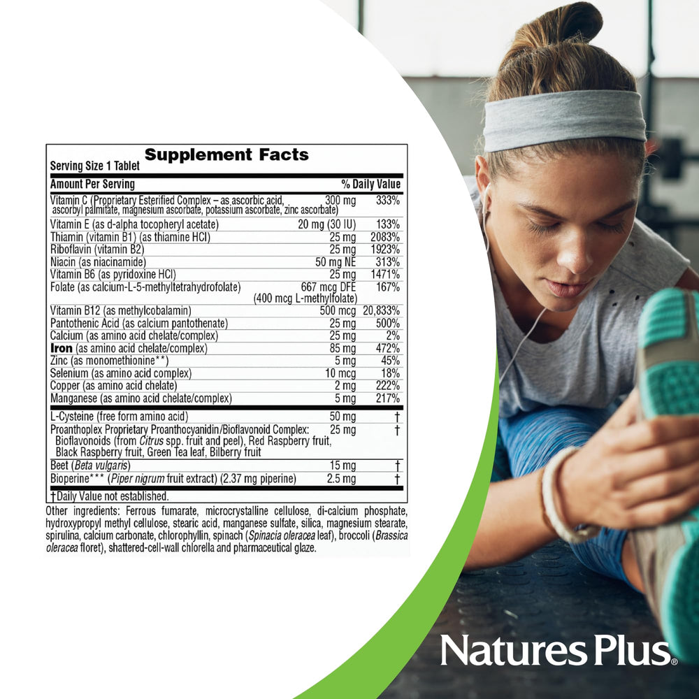 Etiqueta de NaturesPlus Hema-Plex Iron lista de ingredientes y cofactores