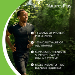 NaturesPlus cuchara con porción frente a una balanza mostrando control de dosis