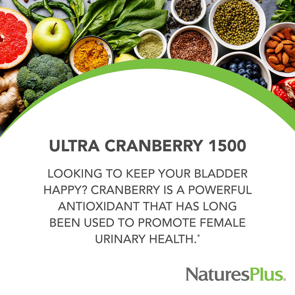 NaturesPlus Ultra Cranberry - etiqueta detallada con información nutricional