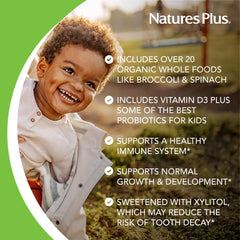 NaturesPlus servido en vaso con jugo para niños, administración fácil y agradable