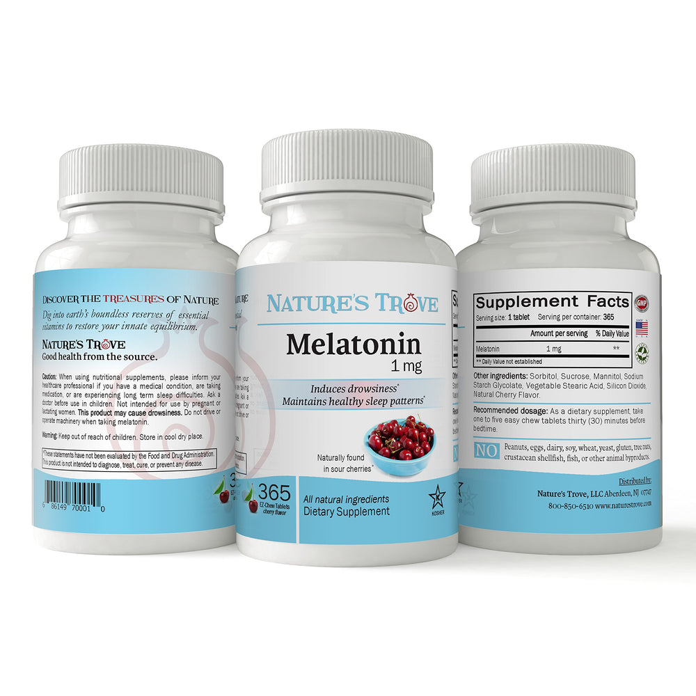 Tableta masticable sabor cereza de Nature's Trove en primer plano, textura visible y apetecible