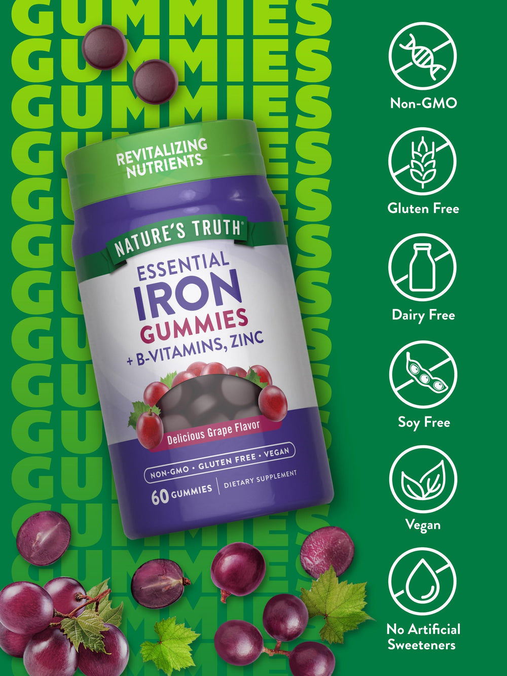 Nature's Truth gomita en mano para comparar tamaño y dosificación