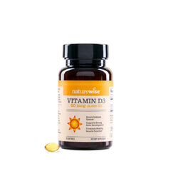 NatureWise botella frontal mostrando 90 mini softgels y beneficios claros
