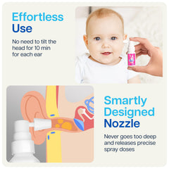 NAVEH PHARMA CleanEars Baby junto a un objeto para comparar tamaño, portátil y práctico
