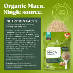 Navitas Organics maca textura en primer plano resaltando finura y color
