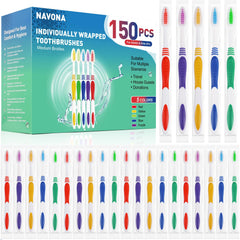 Navona frente del empaque mostrando 150 cepillos para almacenamiento práctico