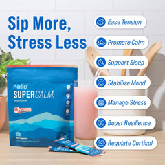 Nello Supercalm polvo textura cercana que sugiere disolución rápida y sabor