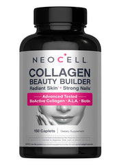 NeoCell Colágeno Beauty Builder: botella con tabletas para hidratación de la piel.