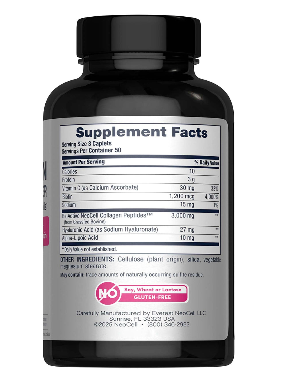 Tabletas NeoCell Beauty Builder en primer plano, aportando colágeno para piel más firme.