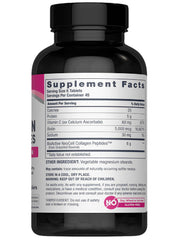 NeoCell Colágeno, dosis diaria de tres tabletas para apoyar cabello y uñas.