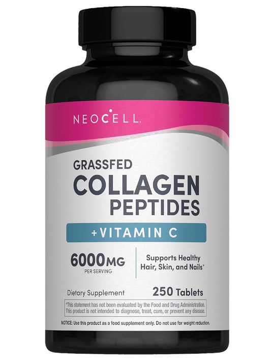 NeoCell Collagen Peptides en botella, 250 tabletas, para apoyar piel, cabello y uñas.
