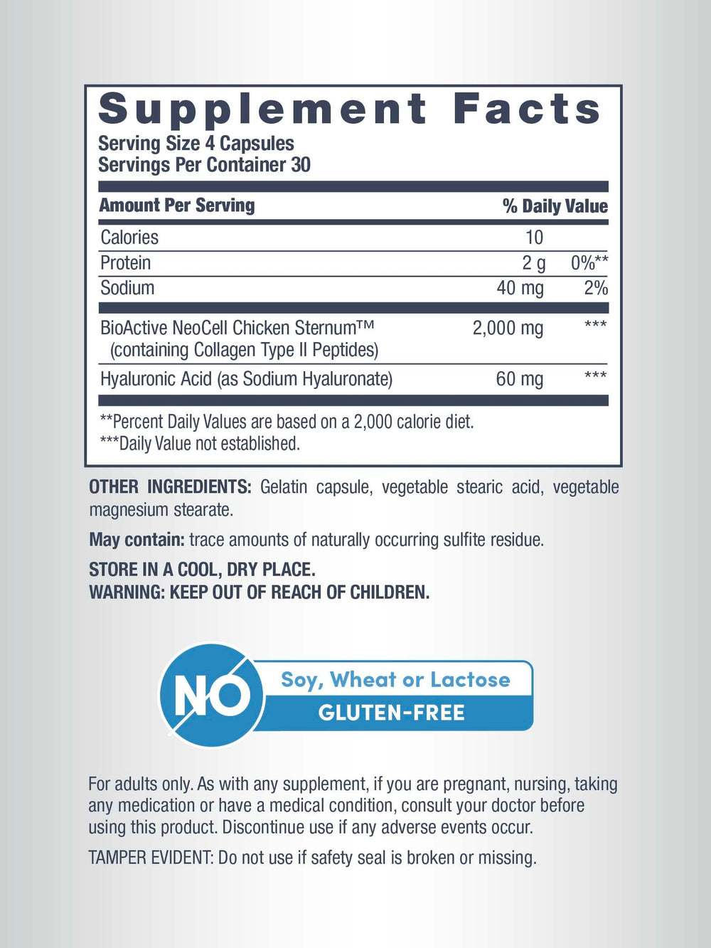 NeoCell etiqueta con lista de ingredientes clave y trazabilidad clara