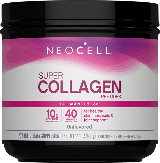 NeoCell polvo de colágeno en envase, favorece piel, cabello y uñas