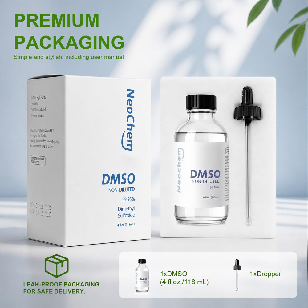 NeoChem comparación de tamaño mostrando 4 oz frente a objetos cotidianos