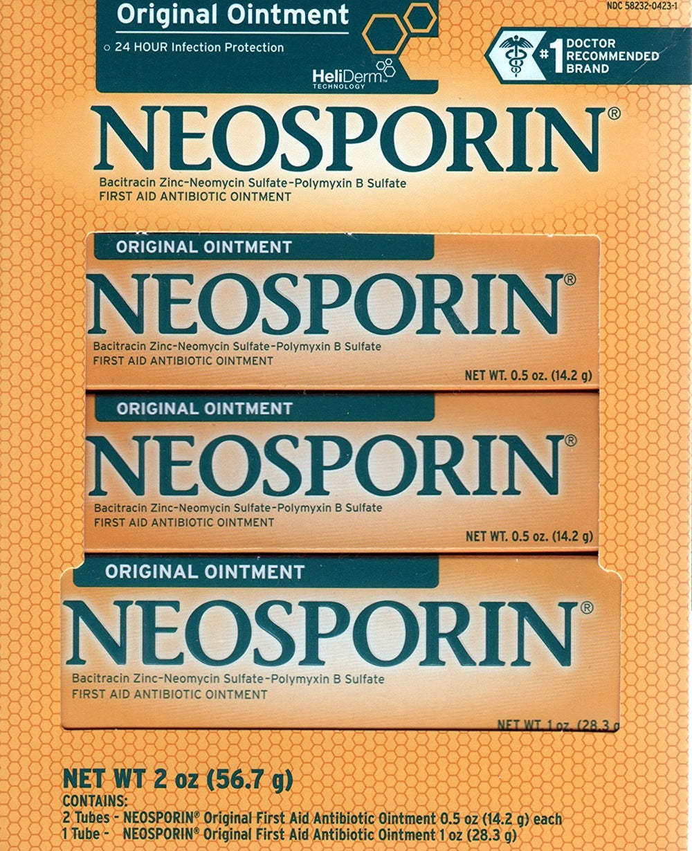 Neosporin tubo frontal 2 oz mostrando diseño y fácil aplicación para protección de heridas