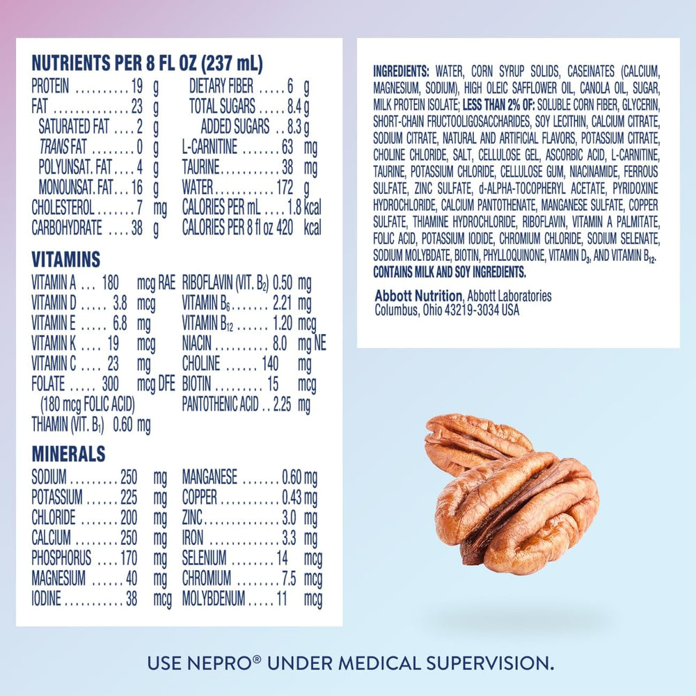 Nepro Butter Pecan vertido en vaso como parte de una receta aprobada