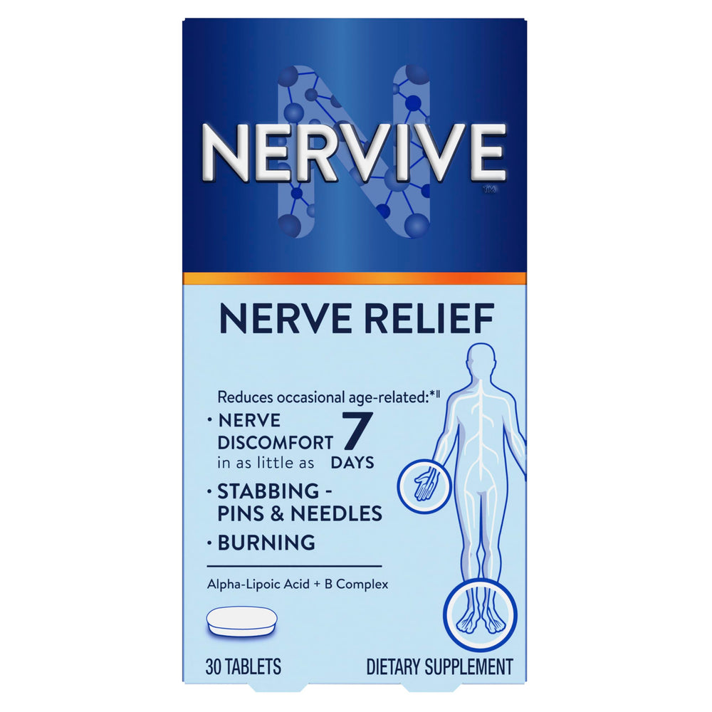 Nervive imagen frontal del empaque mostrando beneficios clave