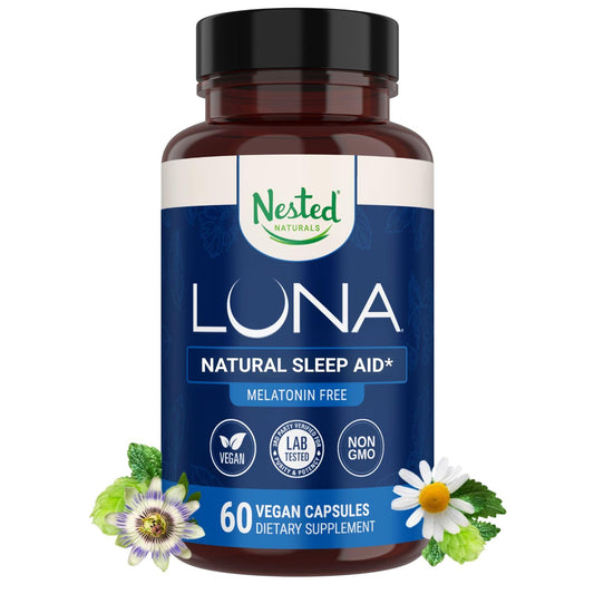 Nested Naturals envase Luna frente mostrando diseño y beneficios