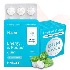 Neuro Energy Focus Gum: paquete de menta para energía rápida sin azúcar.