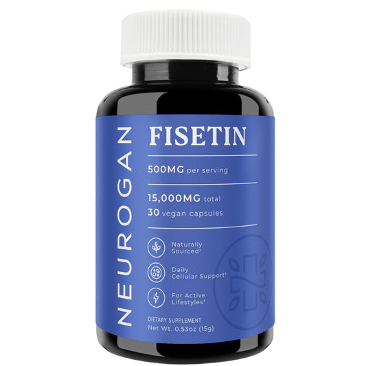 Neurogan Fisetina 500MG botella, soporte para bienestar diario.