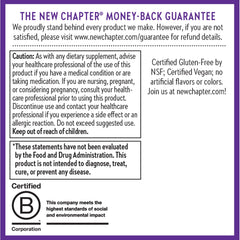 New Chapter sellos de certificación USDA Organic y Non-GMO Project visibles