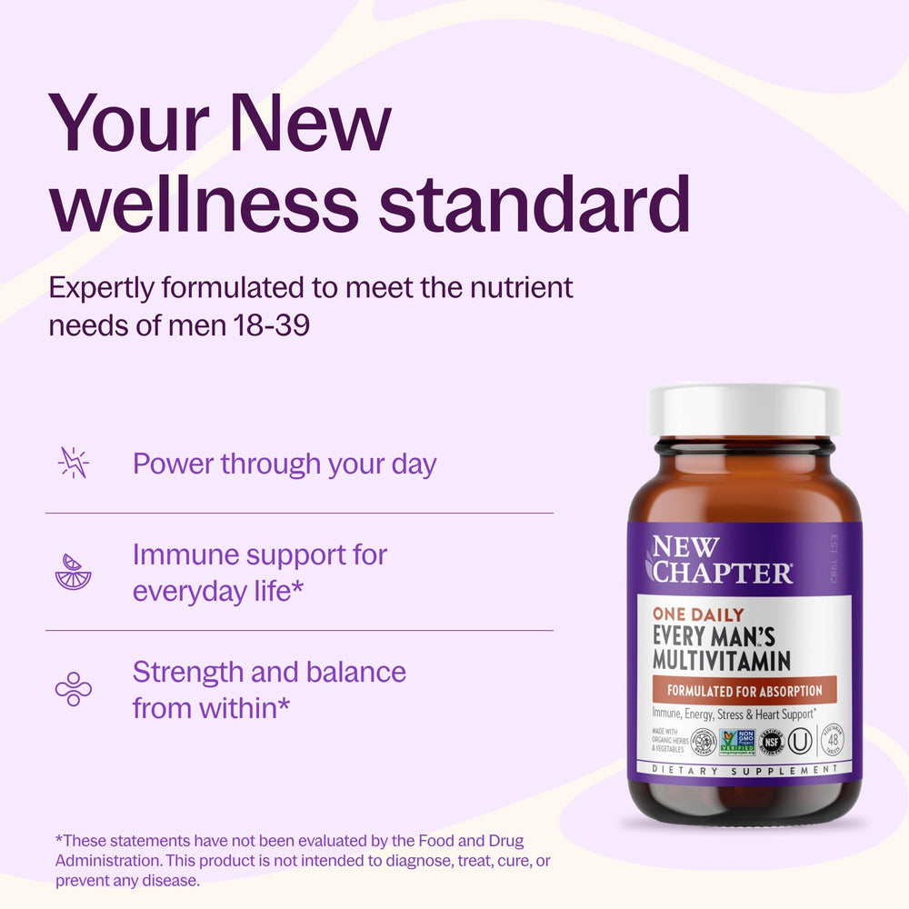 New Chapter primer plano de la tableta con textura y fácil de tragar